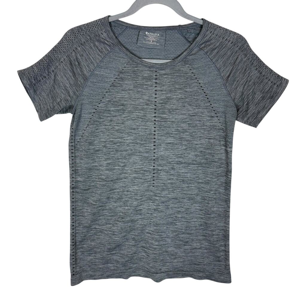 Athleta Foothill T-Shirt Women's S Heather Gray Seamless Perforated Performance